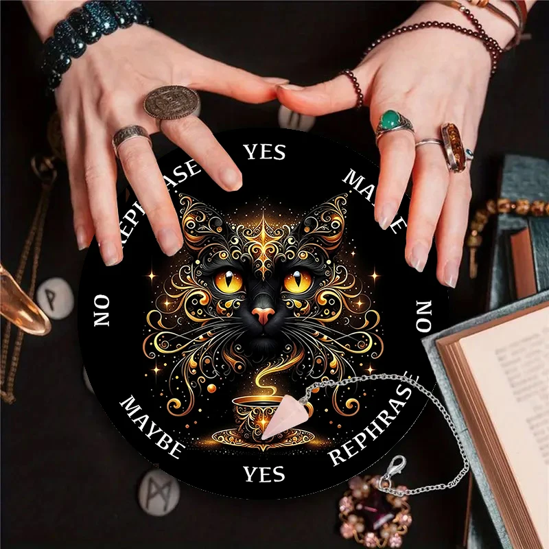 The Black Cat Gold Sorcery Altarpiece Pendulum Mat Mysteriously Pendulum Pad Magnificent Patterns  Swing Mat