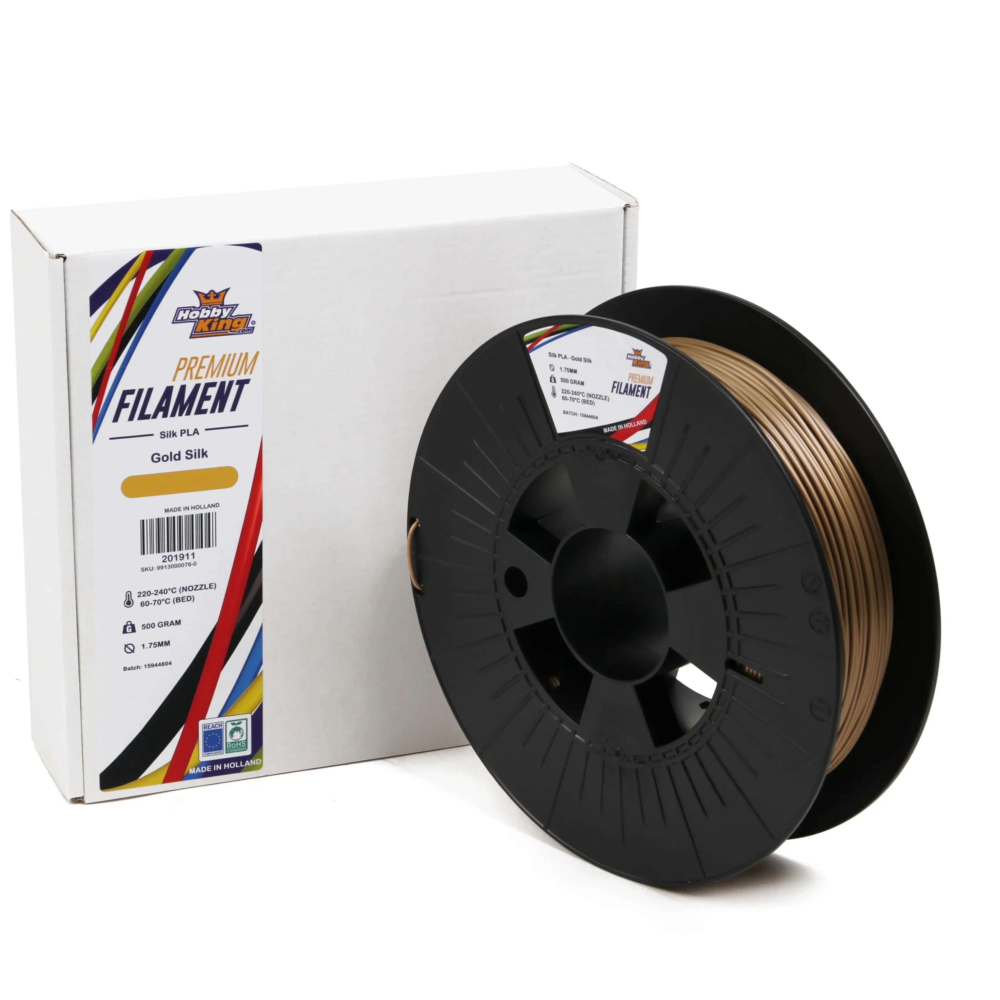 HobbyKing PLA Premium Silk Gold 500g 1.75mm