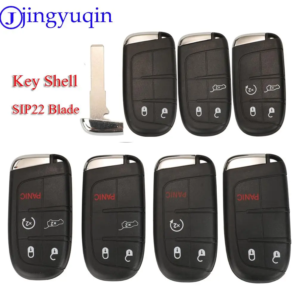 jingyuqin 3/4/5 Buttons Smart Remote Car Key Shell Fob for Jeep Renegade Compass Auto SUV Keyless Entry Fob Case SIP22 Blade