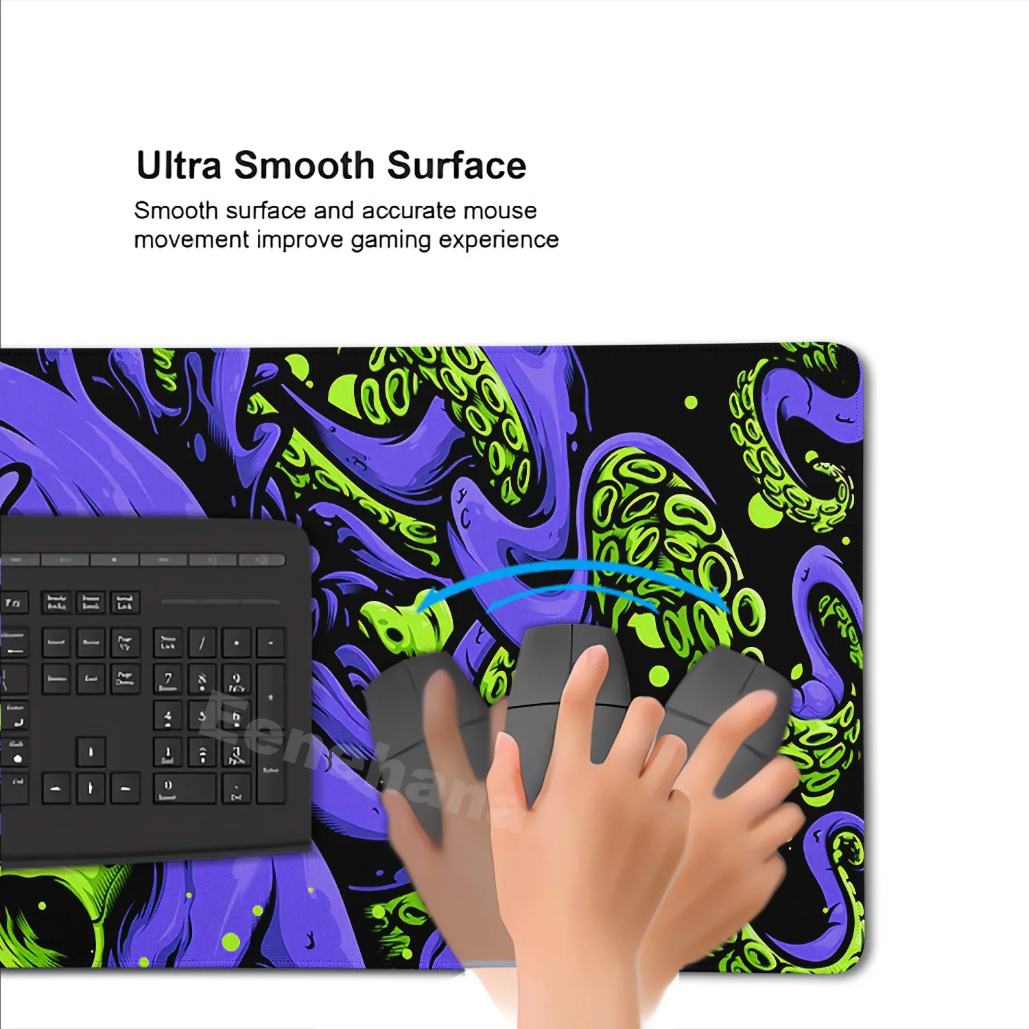 Oni Octopus Black Mouse Pad Cartoon Laptop Desk Mat Gamer Office Home Table Pads for PC Gaming Accessories 90x40cm Company Mats