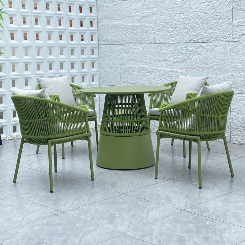 Outdoor Sofa Outdoor Leisure , Courtyard Garden Waterproof Rope-Woven , Hotel Rattan Table And Chair Three-Piece S