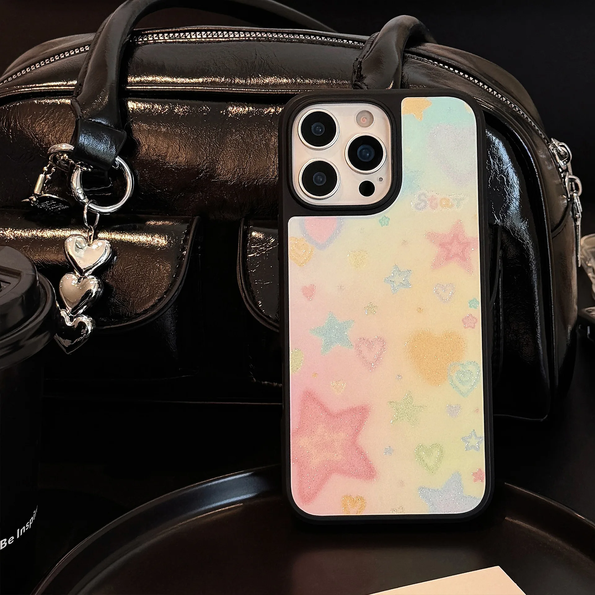 Dreamy Full Screen Colorful Gradient Stars Glitter Shockproof Protective Phone Cover Case for iPhone 17 16 15 14 13 12 Pro Max