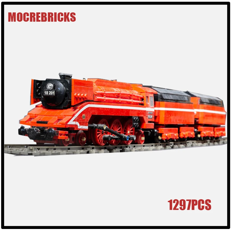 City Railway Express Train BR 18 201 Steam Locomotive Building Block DIY Model Expert Collection Bricks Toys Kid\'s Puzzle Gifts