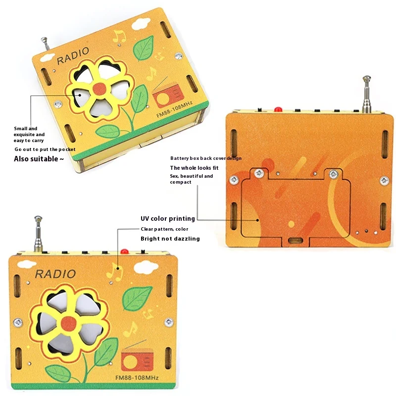 Modelo de Radio FM DIY, juguete decorativo, Kits de experimentos científicos de madera, rompecabezas de aprendizaje científico, materiales de montaje hechos a sí mismas