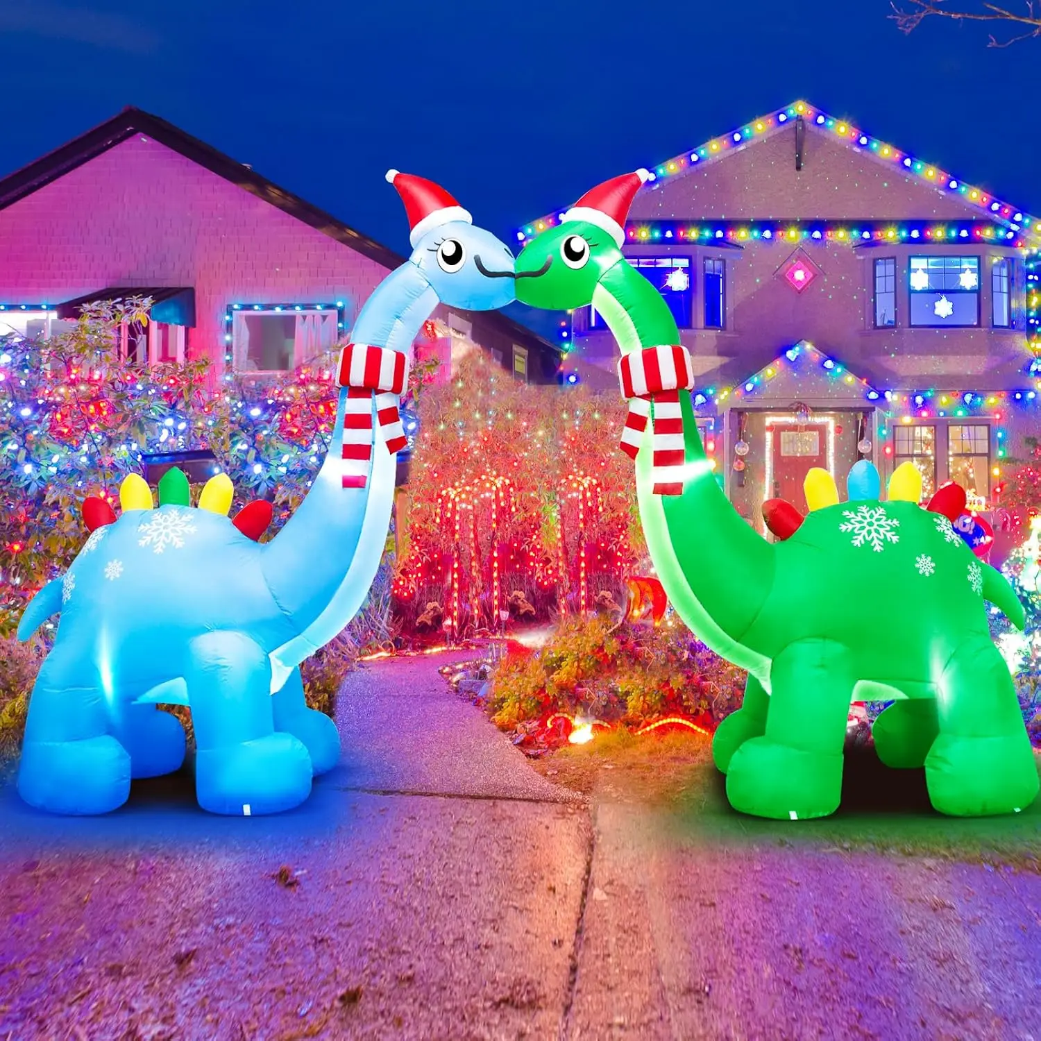 Christmas Inflatable Dinosaur Archway, 12FT, with Bright LED Lights Included