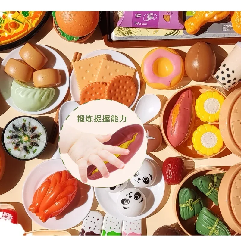 Chineses e Ocidentais Brinquedos de Cozinha para Meninos e Meninas, Brinquedos de Simulação, Fruta, Pizza, Play House Set, Aniversário, Presente de Natal