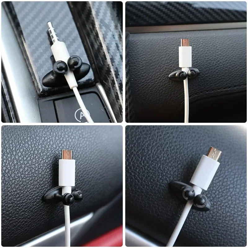 10/30/60pcs Car Phone Charger Cable Organizer Clips Multi-Function Adhesive Car Cable Headphone Cord Interior Decor Accessories