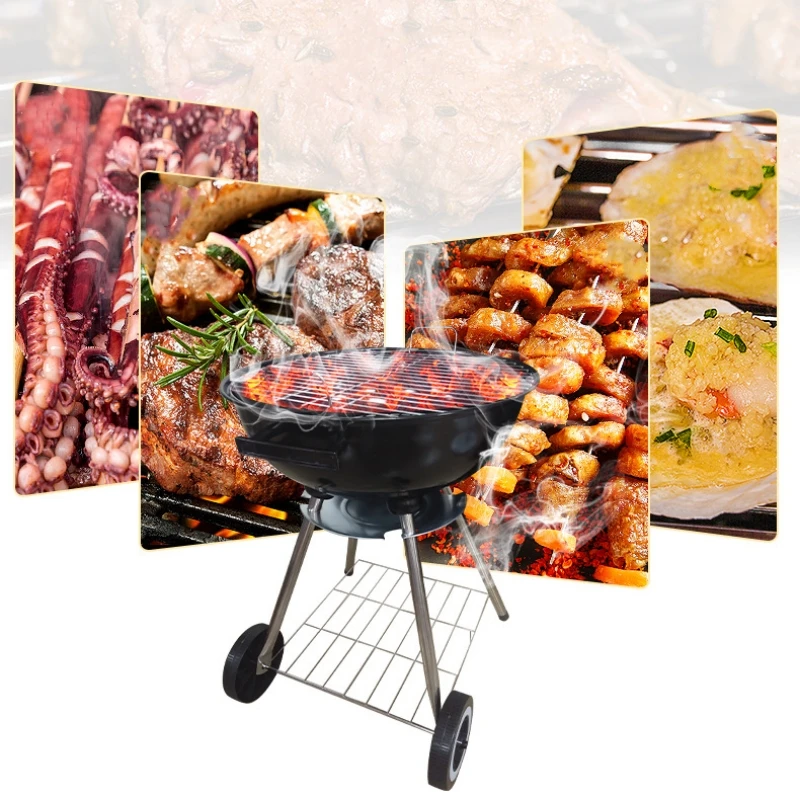 

Portable 18 Inch Outdoor BBQ Barbecue Grill Rack, Charcoal Firewood Barbecue Stove, Camping Barbecue, Water Kettle Barbecue Rack