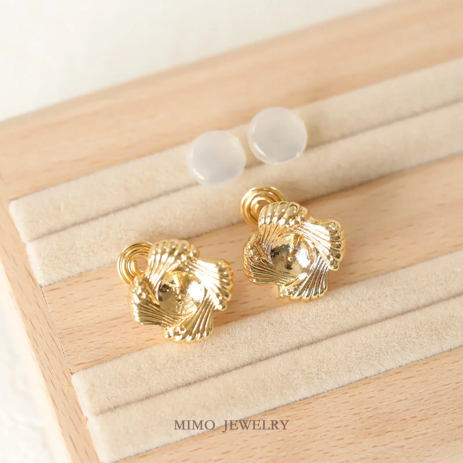 

Copper-plated Real Gold Square Retro Court Wind Air Bracket Stud Earrings, Earclips DIY Handmade Accessories