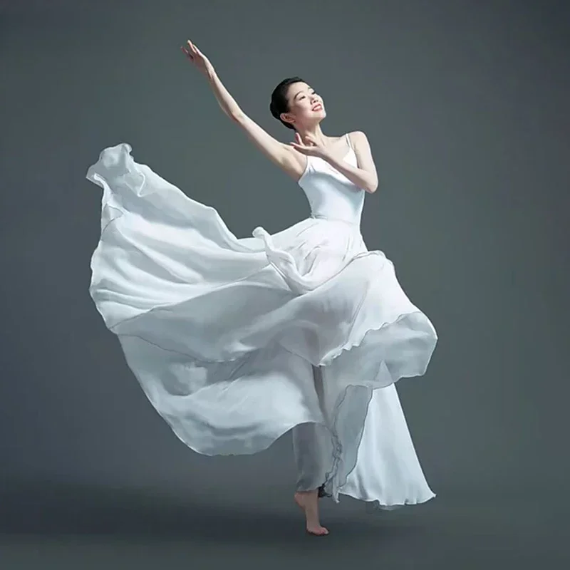 

Modern Dance Dress Classical Dance Clothes Elegant Long Skirt 720 Degree Swing Skirt Gauze Large Swing Ballet Practice Clothes
