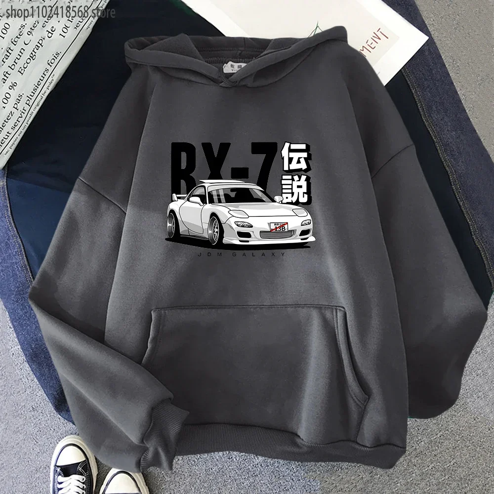 Initial D JDM Hoodie Vintage RX7 FD Drift Japanese Cars Printed Sweatshirt Men Streetwear Pullover Tops Loose Harajuku Tracksuit