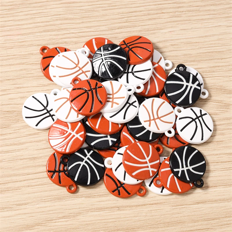10 Stück 15x18mm Niedliche Emaille-Sport-Basketball-Anhänger für die Herstellung von Anhängern, Halsketten, Ohrringen, Armbändern, DIY-Bastelarbeiten und Schmuckzubehör – Detail 12