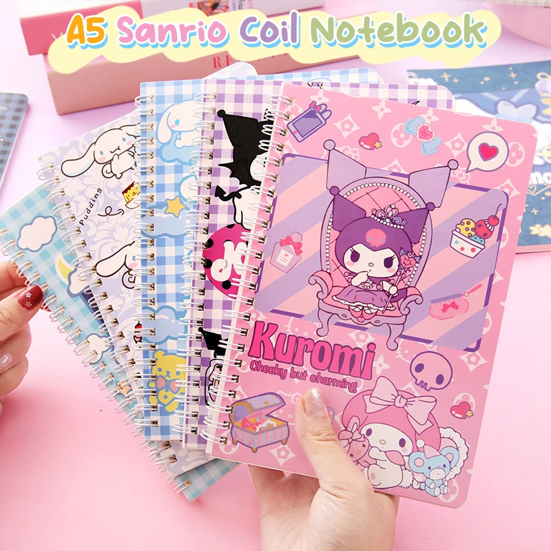 Kawaii Sanrio A5 Notebook Hello Kitty Cinnamonroll Kuromi My Melody Anime Notepads Cute Weekly Planner Writing Paper Girls Gift