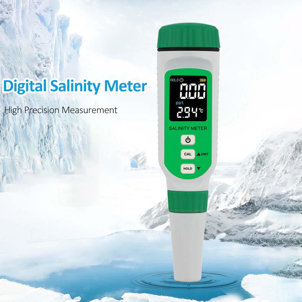 AR8212+Digital Salinity Meter Backlight 0.00ppt-9.99ppt 10.0ppt-50ppt Seawater Pool Aquarium Electronic Waterproof Refractometer