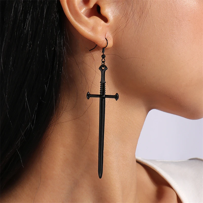 Neue Schwarze Kreuz Tropfen Ohrringe für Frauen Gothic Metall Kreuz Baumeln Haken Ohrringe Mädchen Partei Schmuck Zubehör – Detail 28