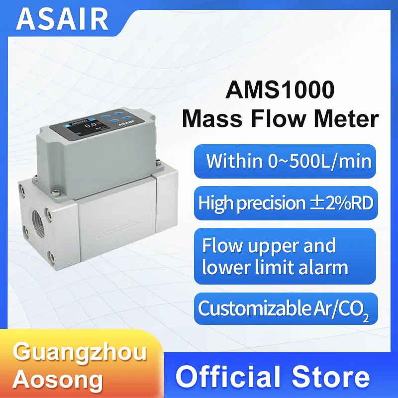 

ASAIR AMS1000 High Precision Thermal Mass Flow Meter Oxygen Compressed Air Flow Meter