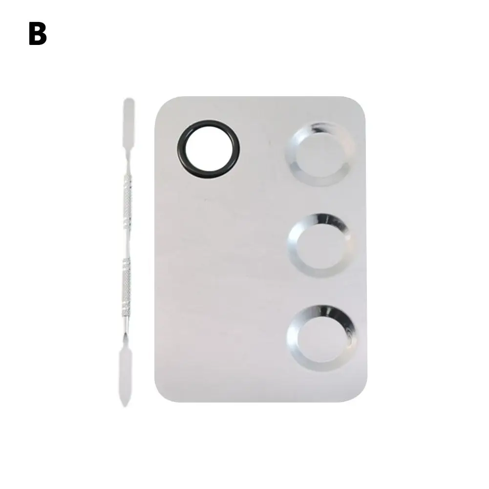 Paleta de mistura de maquiagem bandeja de mistura de metal de aço inoxidável com espátula ferramenta artística para misturar base nail-art y1o8