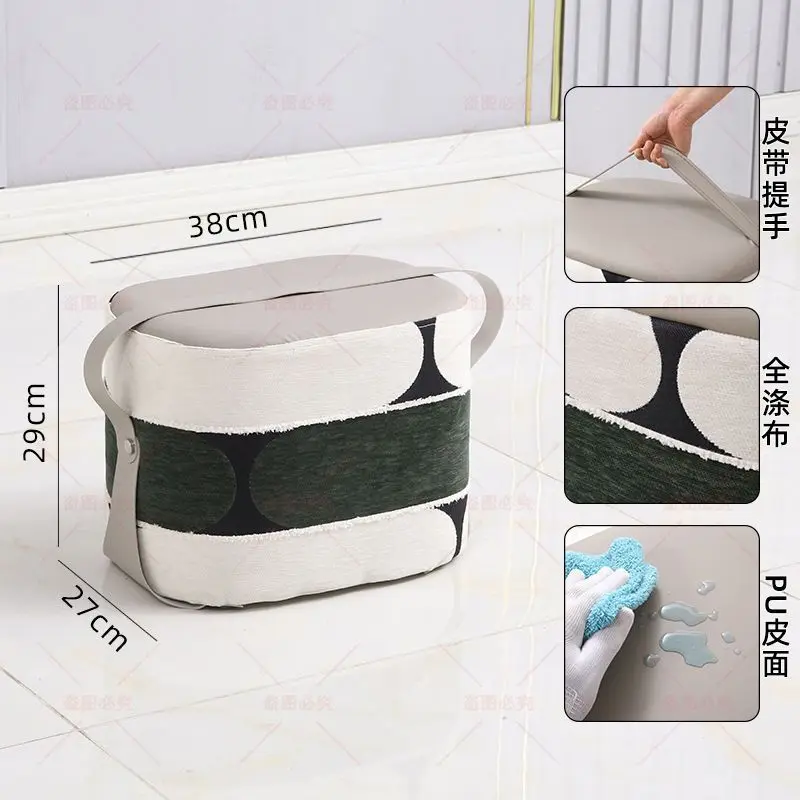 New thickened small stool portable light luxury round shoe change stool living room pedal low stool soft bag