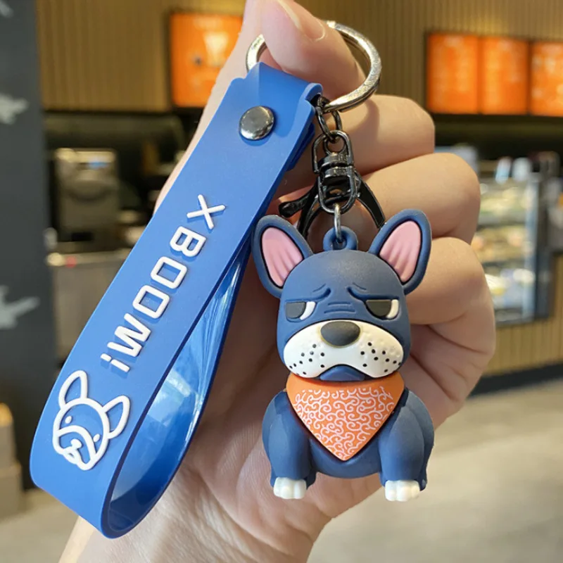 الفرنسية البلدغ المفاتيح للرجال والنساء ، الكرتون الكلب سلاسل المفاتيح ، حلقة رئيسية السيارة ، حلية حلية ، حقيبة ، والأزياء