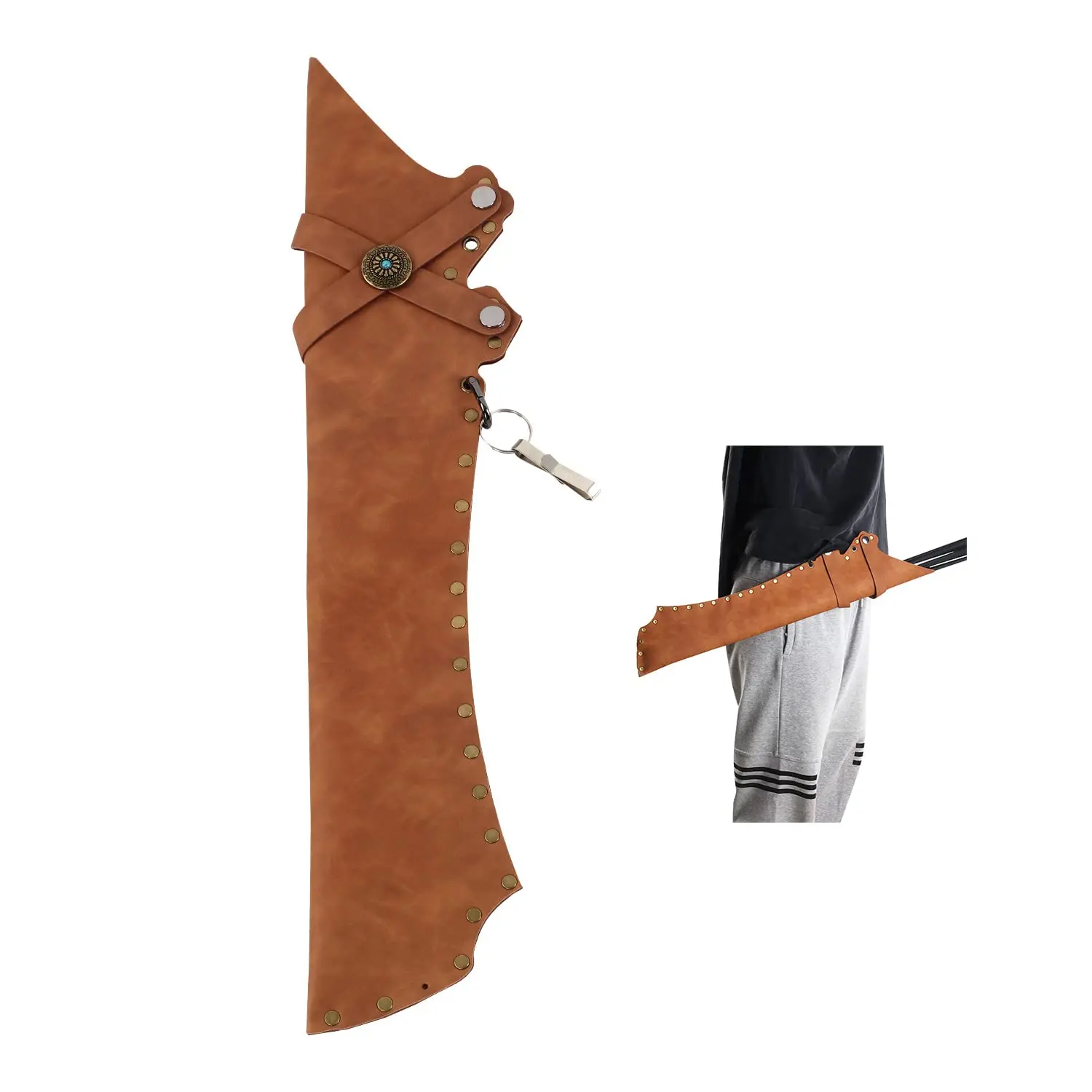 Archery Arrow Quiver Archery Back Arrow Quiver Holder PU Leather Archery Quiver with Belt Clip for Field and Practice