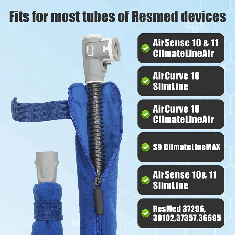 ABKP-6.3 قدم غطاء خرطوم CPAP لـ Resmed Climatelineair Airsense 10 & 11، غطاء أنبوب CPAP، أغطية قماش معزولة