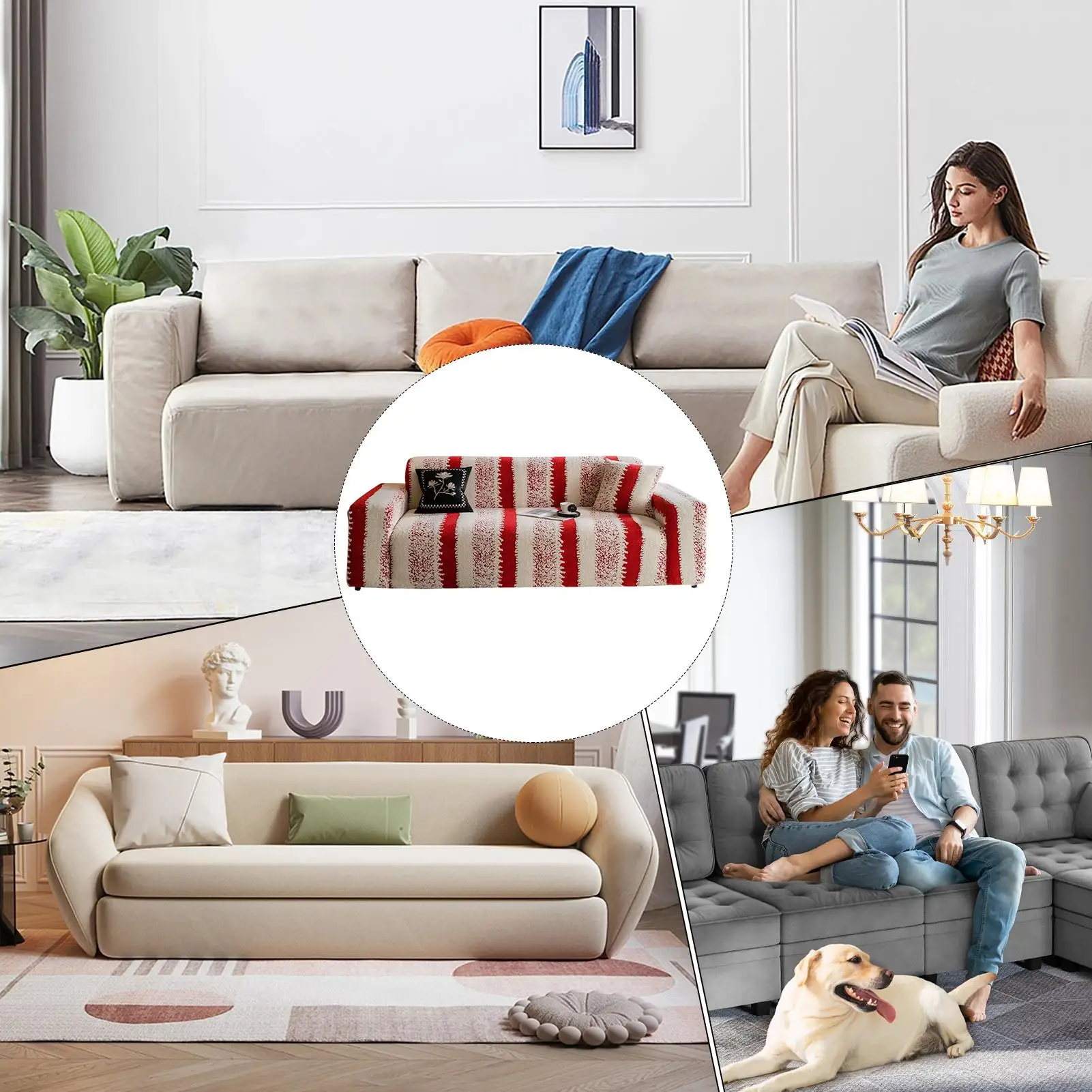 

Christmas Couch Covers Stretch Washable Red Cushion Blanket Protector Christmas Holiday Sofa Covers For Furniture Room Home