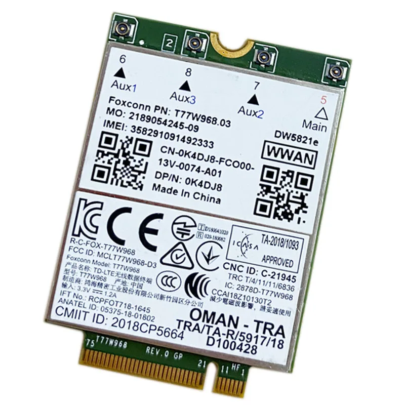 foxconnt77w968-lte-cat16-gnss-5g-wwanカードdw5821e-dw5821e-esim-dell緯度5420-5424-7424緯度7400-7400-in-1