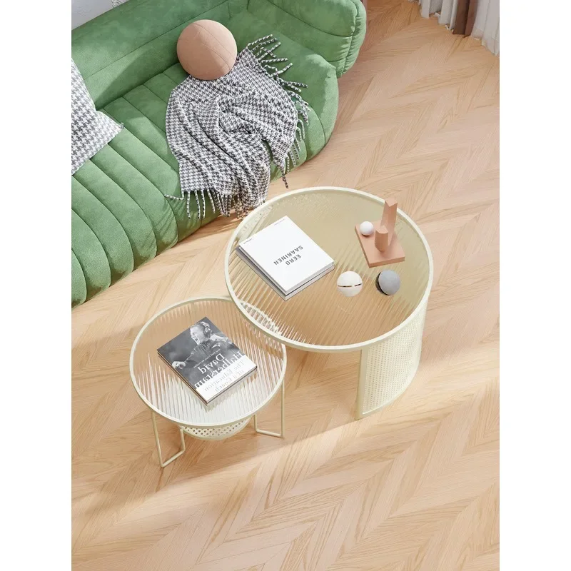 Nordic minimalist internet celebrity Changhong glass coffee table living room small household light luxury modern circular combi