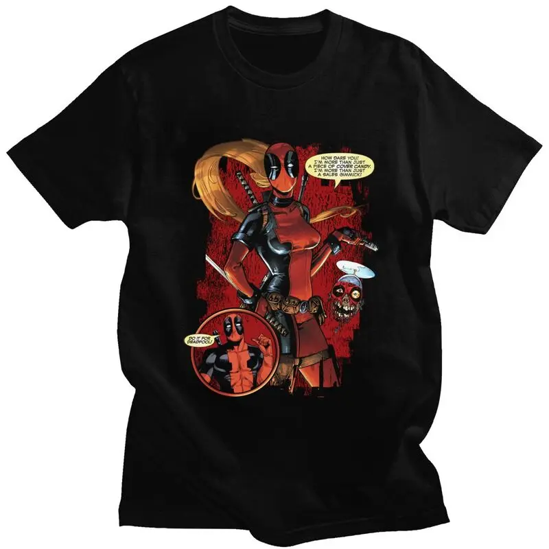 Lady Deadpool Cover Candy Men T Shirt Soft Cotton Tee Tops Tshirts Short Sleeved Streetwear Summer T-shirt Daily Casual Clothes