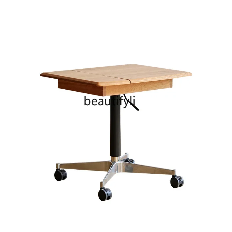 

Solid wood lifting desk Cherry wood workbench Mobile office computer desk3286