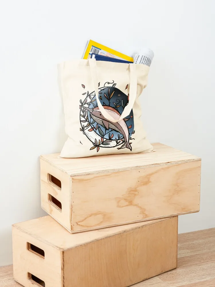 Narwhal Jumping Over the Moon Tote Bag shopper bags for women eco bag folding canvas tote tote bags cloth bags
