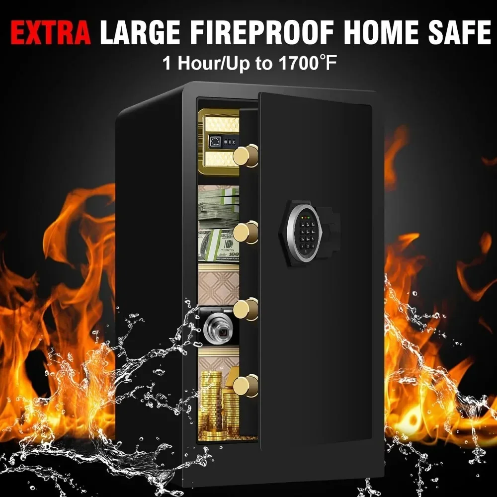 Extra grande Digital Home Security Safe Box, compartimento escondido, Lock Box separado e luz LED, 6,1 pés cúbicos