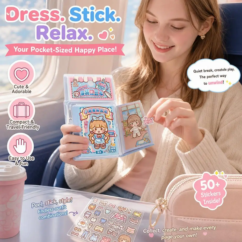 Changing Stickers Mini Bean Notebook Cute Without Cutting Journal Sticker Creative Scene Dressing Up Sticker Album Festival Gift