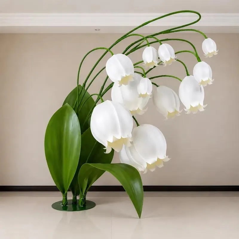 Customized Giant White Lily Artificial Flower Floor to Ceiling Decoration for Wedding Shopping Mall Event Wholesale