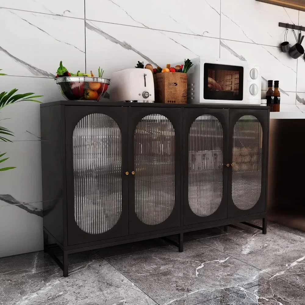 Modern Accent Sideboard Cabinet with Glass Doors, Freestanding Storage Cupboard Console Table