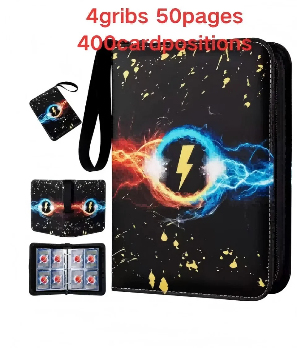 !!! Nueva oferta Anime 400 Uds carpeta de tarjetas sesión fotográfica PU cremallera álbum de fotos titular de carte juguetes para niños carpeta de colección tarjetas de letras