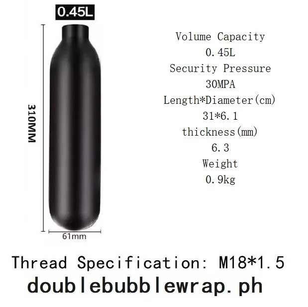 Round Bottomed Aluminum Bottle Thread M18*1.5 4500 PSI Tank Cylinder Diving Aquarium Plant CO2 Tank Dive Oxygen Tank image 3