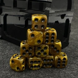 10Pieces/Set 16mm Pearl Golden Yellow Color With Black Dots Acrylic Round Corner 6 Sided D6 Point Dice For Family Board Game