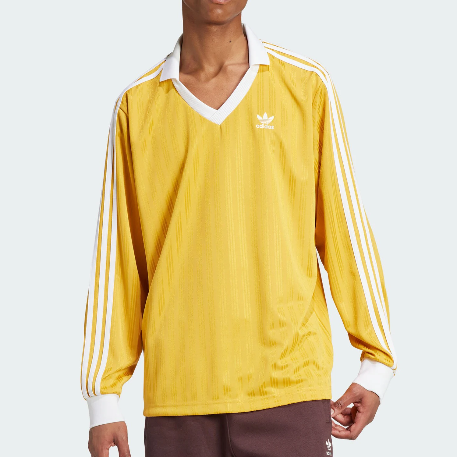Adidas genuine clover men's retro striped sports long sleeved jersey IZ2447