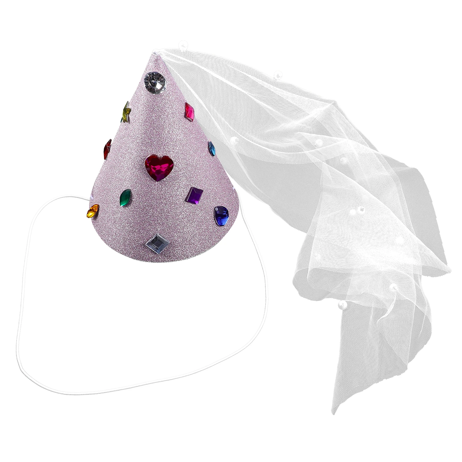 

Princess Hat Mesh Birthday Cone Party Hats for Kids Children Paper Holiday Headwear Pink Lightweight Breathable Comfortable