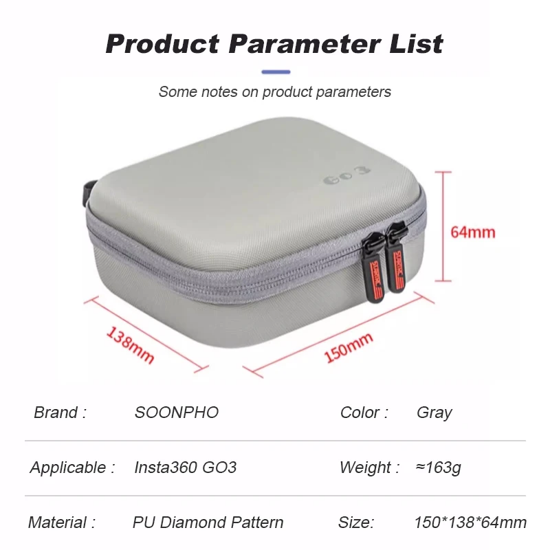 Soonpho カメラキャリングバッグ Insta Go 3 ポータブルスポーツストレージカメラミニバッグ防水落下防止写真アクセサリー