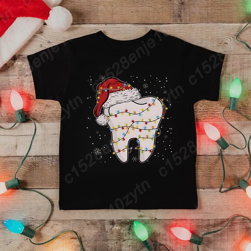 

Christmas Teeth Print Summer Casual T-shirts For Kids Children Boys Girls Creative O Neck Short-sleeved T-shirts Fashion T-shirt