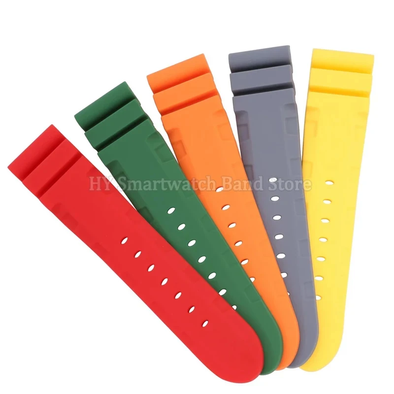 22mm 24mm 26mm Silicone Watch Strap for Panerai for SUBMERSIBLE PAM441/111/359 Rubber Watch Band Men Women Bracelet Accessories