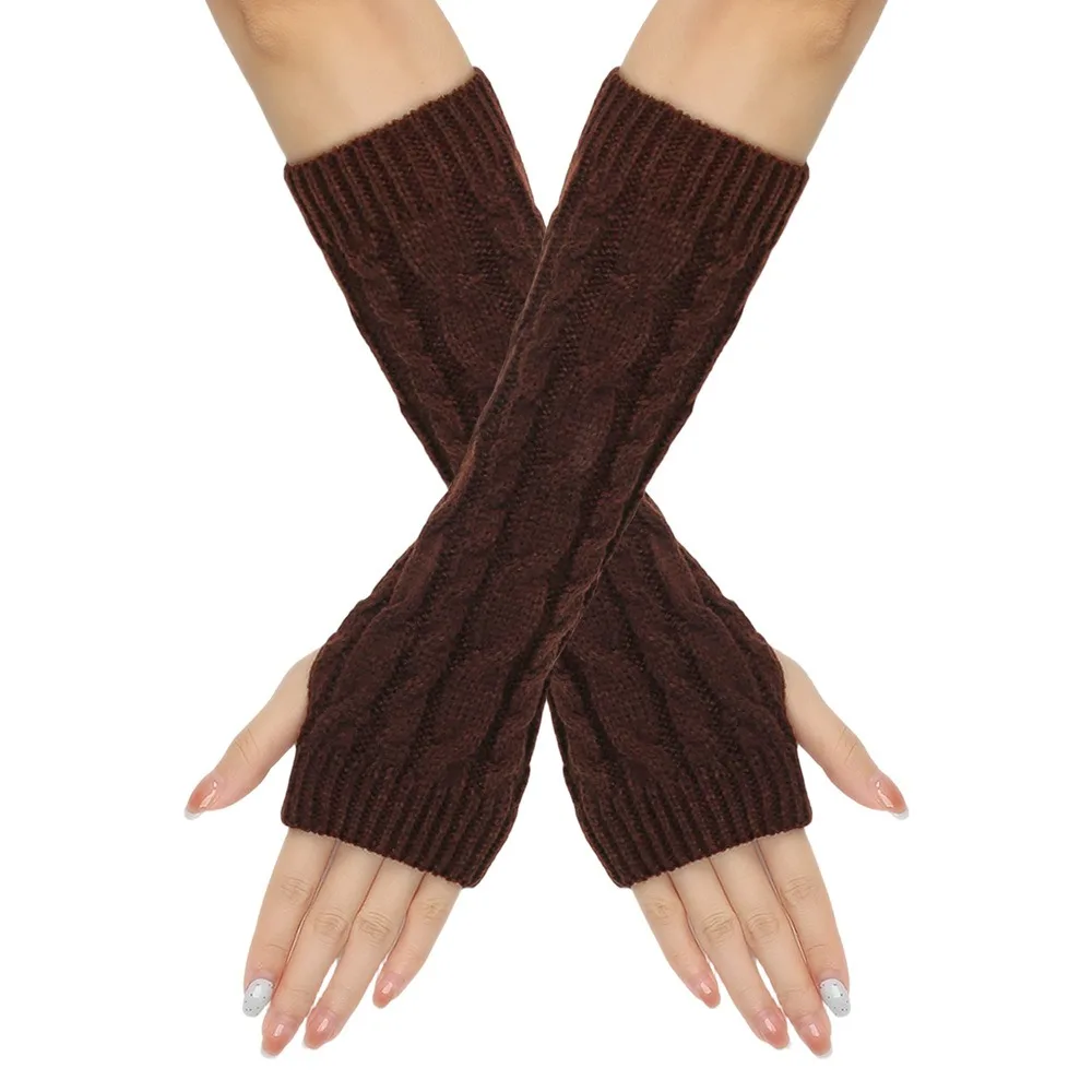 Fingerless Arm Sleeves Gloves Knitted Twists Decorative Pattern Arm Sleeve Gloves Warm Soft Material Gothic Mittens Winter