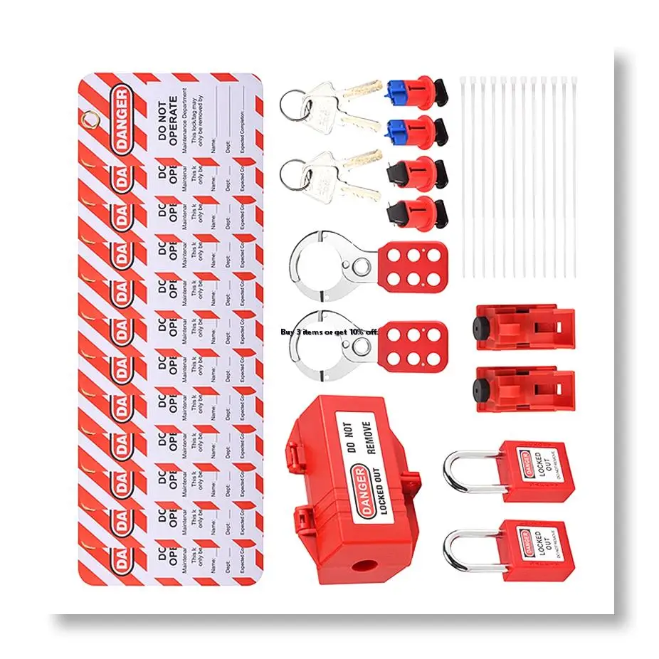 ✼Electrical Circuit Breaker Lockout Tagout Kit,Safty Padlock Set Plug Lock Out Tag Station Hasps for Industry, Automobile