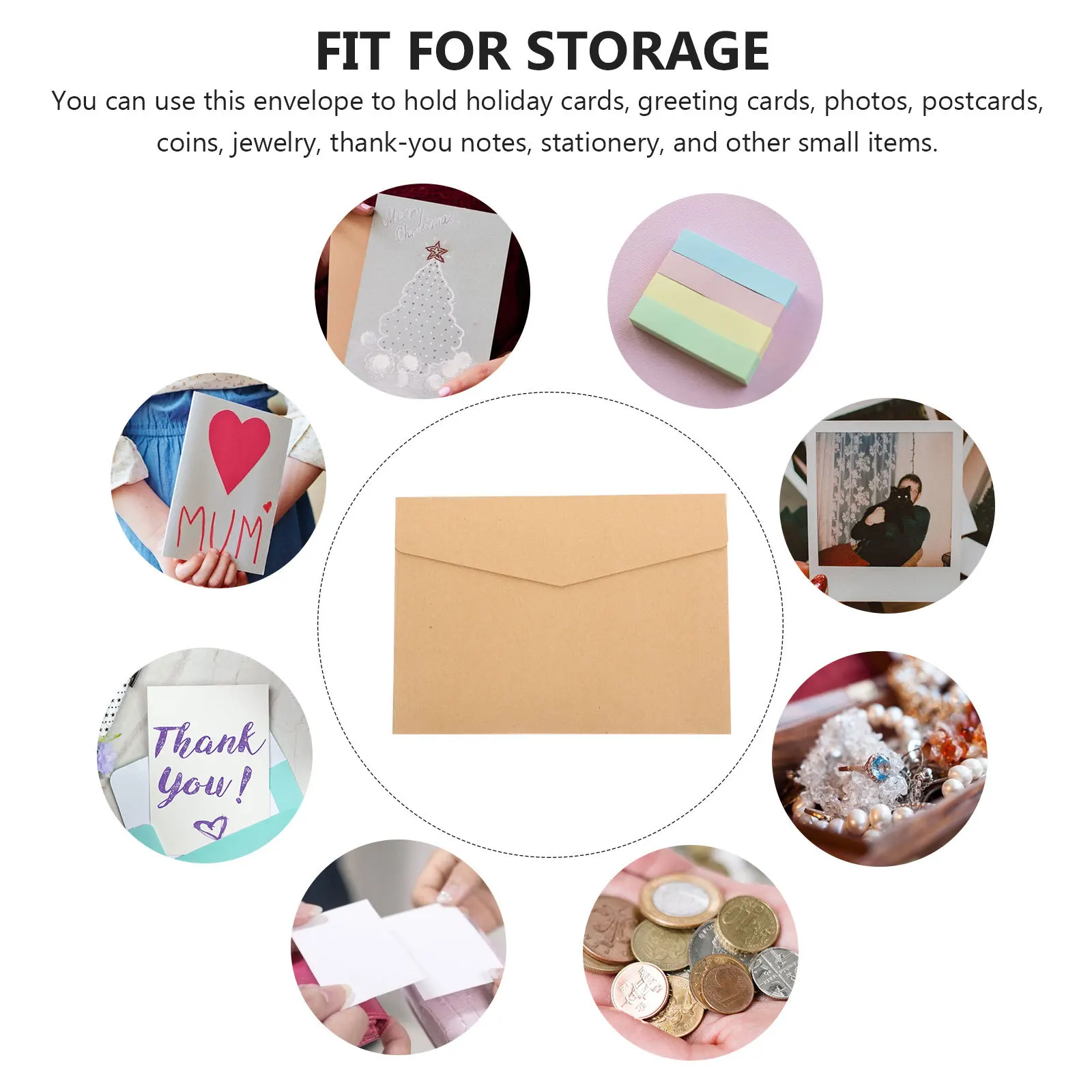 1 Set Of Business Greeting Card Envelopes Kraft Stationery Letter Holder For Invitation Blessing Cards Party Supply Writing