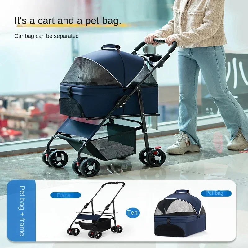 Lightweight and Foldable Pet Stroller Compact Dog and Cat Walking Cart Ideal for Pet Outings Convenience Mobility