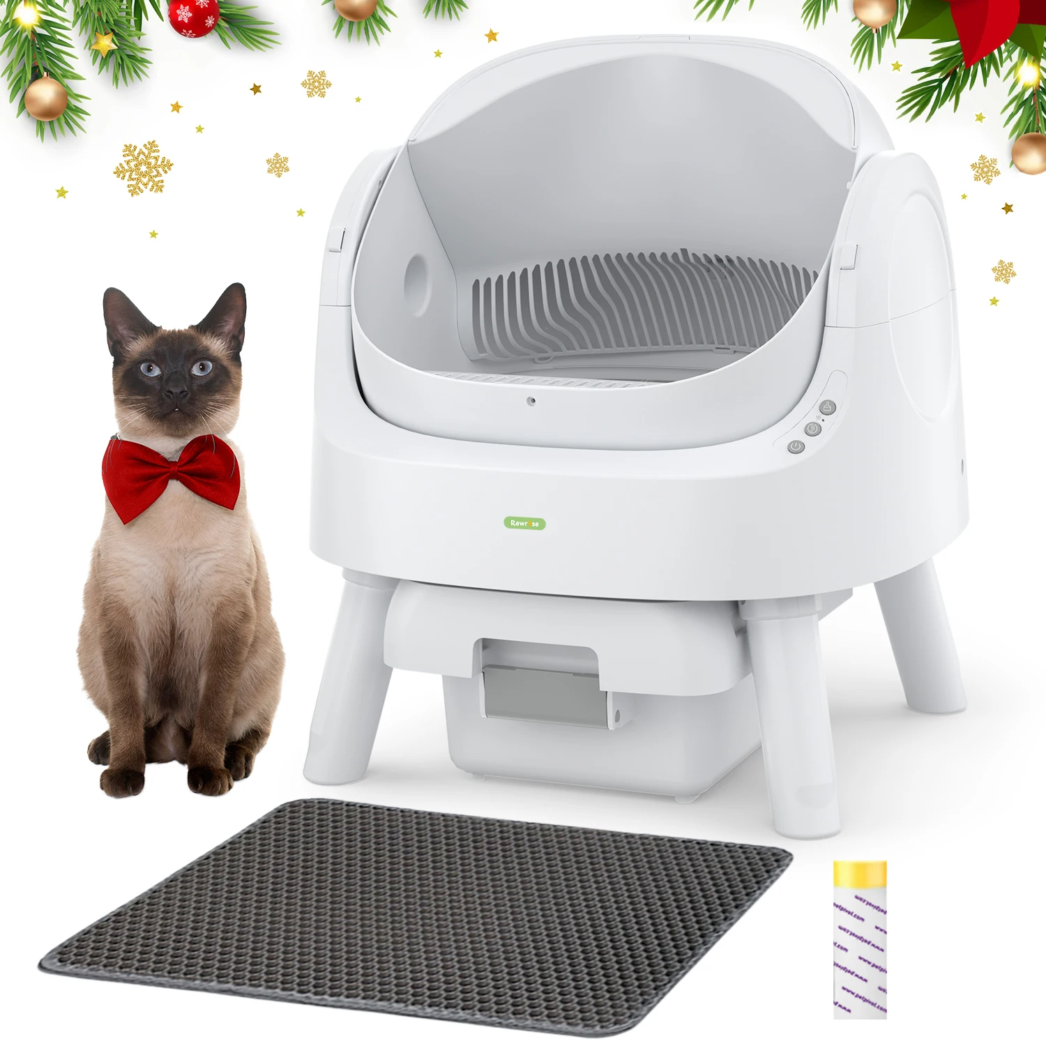 Automatic Litter Box, Self Cleaning Cat Litter Box for Multiple Cats, with Liners and Mat Included, Gift for Your Cat Friends