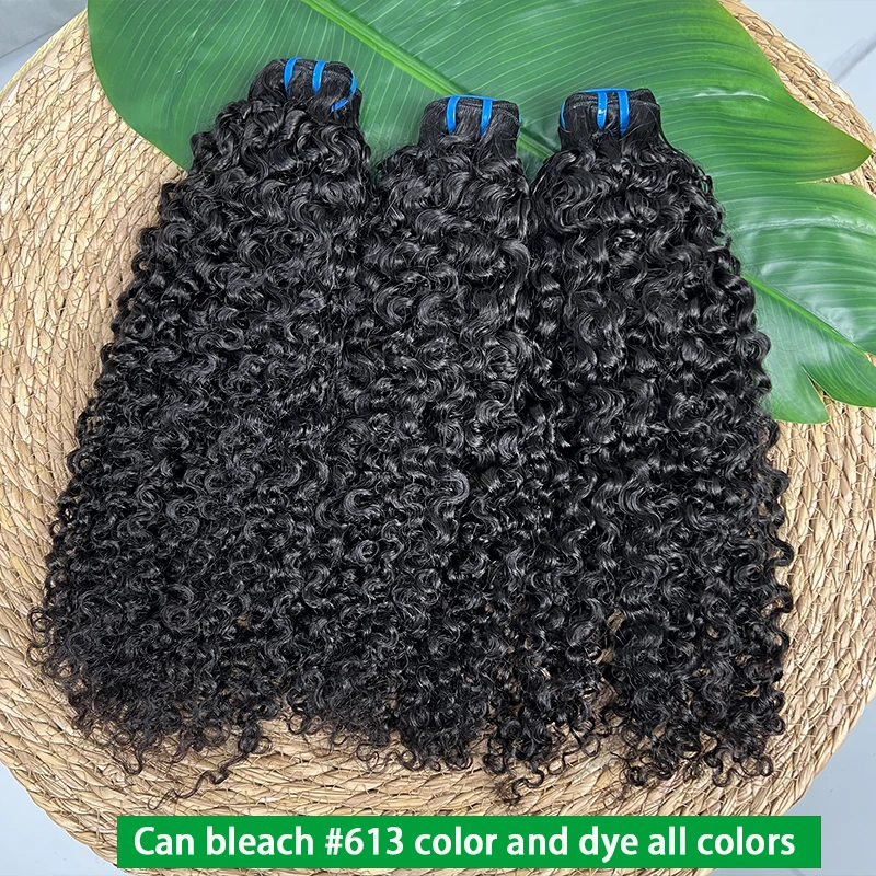 18A البورمية مجعد حزم 100% نسج على شكل شعر إنسان Tissage الخام عذراء وصلات شعر غير معالجة لحمة مزدوجة يمكن التبييض # 613 لون