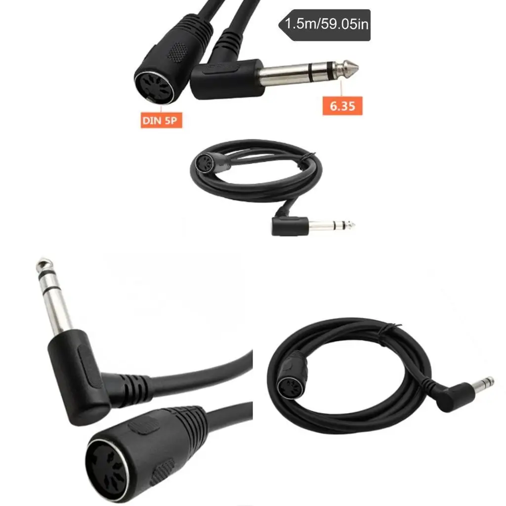 

R53C Reliability 6.35mm To MIDI 5Pin DIN Converters Cable For Musical Instrument Electronic Keyboards and Pianos Sound Cable